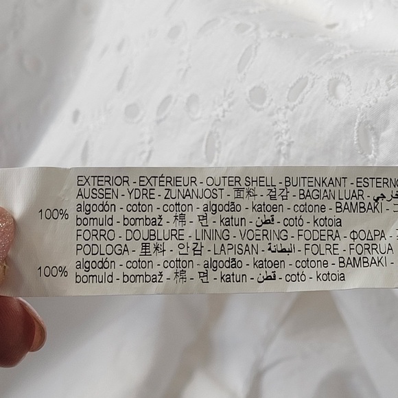 Zara White Eyelet Midi Dress button front size M - Picture 12 of 12